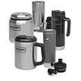 mugs, thermo flasks, food containers, stanley